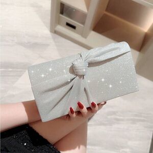 Silver Glitter Clutch Bag